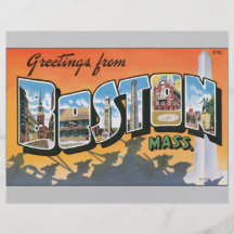 Saludos de Massachusetts de Boston, vintage Flyer A Todo Color