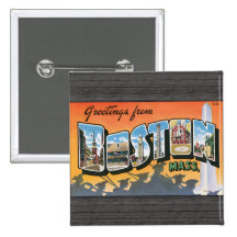 Saludos de Massachusetts de Boston, vintage Pins