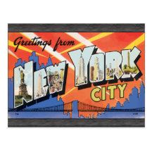 Saludos de New York City, vintage Postal