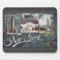 Saludos de Nueva York, vintage alfombrillas de raton 