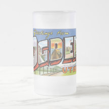 ¡Saludos de Ogden, Utah! Postal retra Taza De Café