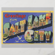 Saludos de Salt Lake City, vintage Flyer A Todo Color