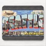 Saludos de Seattle Washington, vintage Alfombrillas De Ratones