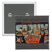 Saludos de Sioux City Iowa, vintage Pin
