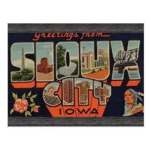 Saludos de Sioux City Iowa, vintage Tarjeta Postal