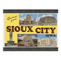 Saludos de Sioux City Iowa, vintage Tarjeta Postal