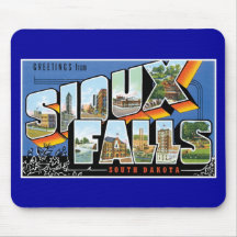 ¡Saludos de Sioux Falls, Dakota del Sur! Retro Tapete De Ratones