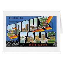 ¡Saludos de Sioux Falls, Dakota del Sur! Retro Tarjetón