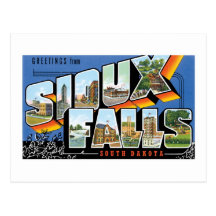 ¡Saludos de Sioux Falls, Dakota del Sur! Retro Postal