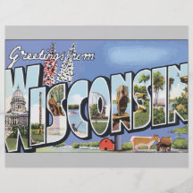 Saludos de Wisconsin, vintage Tarjetas Publicitarias