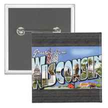 Saludos de Wisconsin, vintage Pins