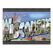 Saludos de Wisconsin, vintage Tarjeta Postal