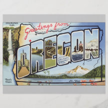 Saludos del Océano Pacífico de Oregon, vintage Tarjeta Publicitaria