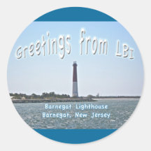 Saludos LBI del faro de Barnegat (Barney viejo) Pegatina Redonda