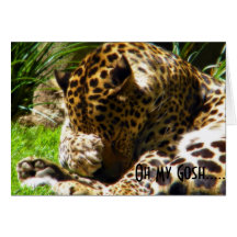Saludos tardíos del leopardo tímido tarjeta