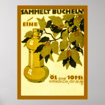 ¡Sammelt Bucheln! Poster alemán WW1 del vintage de