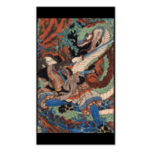 Samurai C. de pintura japonesa 1800's Tarjetas De Visita