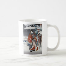 Samurai en tazas y tazas de la nieve