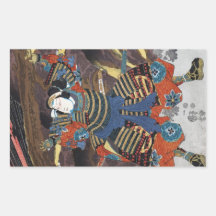 Samurai legendario japonés oriental fresco del gue etiquetas  