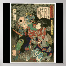 Samurai que lucha Tengu, circa 1866 Posters
