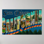 San Diego, California - escenas grandes de la letr Poster