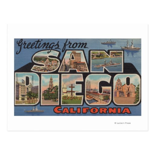 San Diego, California - escenas grandes de la letr Postales