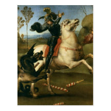 San Jorge que lucha con la postal del dragón