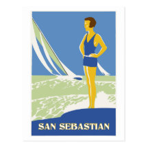 San Sebastián, viaje retro del arte del vector Postal