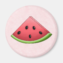 Sandía con el imán rosado del fondo