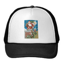 Santa, chimenea, luna, y estrellas gorra