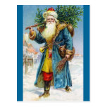 Santa con el árbol de abeto tarjeta postal