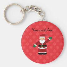 Santa con el modelo rojo de los copos de nieve llavero personalizado