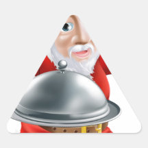 Santa con la comida pegatinas de triangulo