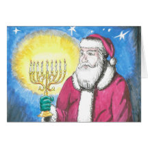 Santa con Menorah Felicitacion