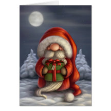 Santa con un regalo tarjetas