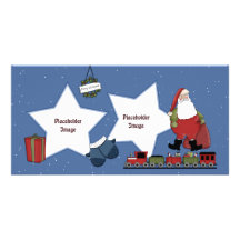 Santa, el tren, el regalo y el navidad enrruellan tarjeta personal