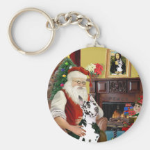 Santa en casa - great dane (Harlequin) Llaveros