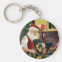 Santa en casa - Rottweiler 3 Llaveros Personalizados