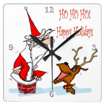 Santa en reloj de pared del cuadrado de la chimene relojes de pared