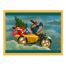 Santa en una vespa tarjeta postal