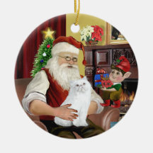 Santa - gato persa blanco ornamentos de reyes
