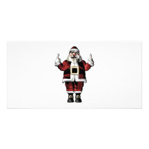 Santa que da el dedo tarjetas personales con fotos