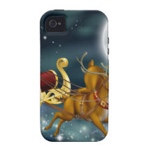 Santa que entrega los regalos el Nochebuena Case-Mate iPhone 4 Carcasa