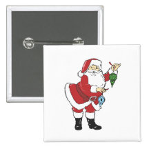 Santa que sostiene decoraciones pin