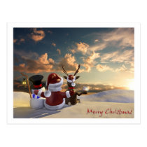 Santa, reno y escarchado tarjetas postales