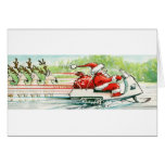 Santa, reno y Snowmobile Felicitación