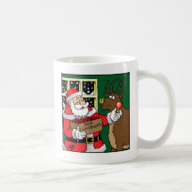 Santa, Rudolph, bombilla Tazas De Café