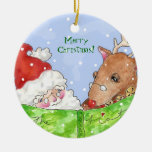 ¡santa, Rudolph y la lista! Ornamento Para Arbol De Navidad
