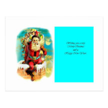 Santa sube chimenea tarjeta postal