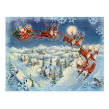 SANTA, TRINEO y RENO de SHARON SHARPE Tarjetas Postales